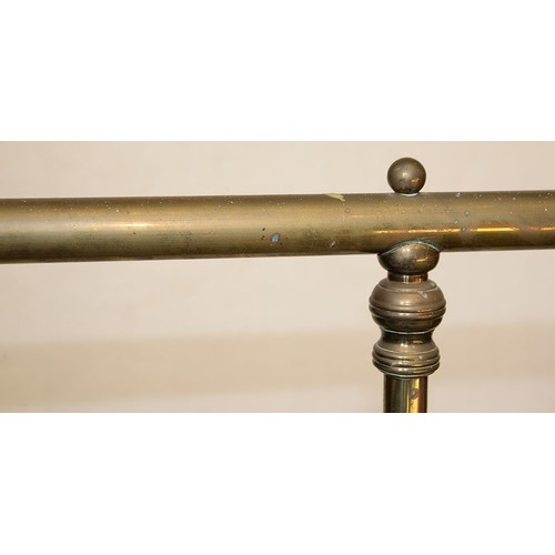 1345 - A brass bed, 19th c, castors, 152cm w