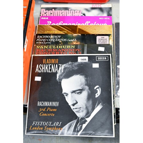 1408 - Vintage vinyl LP records. Six albums of Rachmaninov, including rare Vladimir Ashkenazy Third Piano C... 