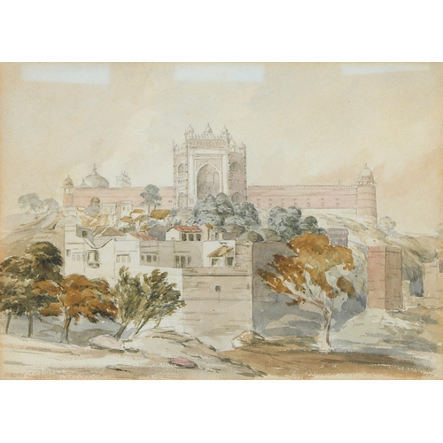 883 - English School, 19th c - Two Views of Fatehpur Sikri, both dated '97, watercolour, 22 x 30.5cm... 