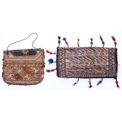 929 - Two Qashqai flatweaves and two tribal bags, 108 x 58cm and smaller