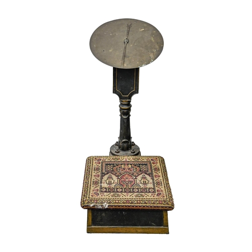 999 - A Victorian cast iron, brass and steel personal weighing scale, Salters Platform Machine to Weigh 18... 