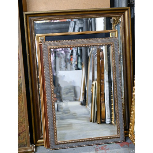 1049 - Four gilt, ebonised and other mirrors, recent manufacture, 133 x 105cm and smaller