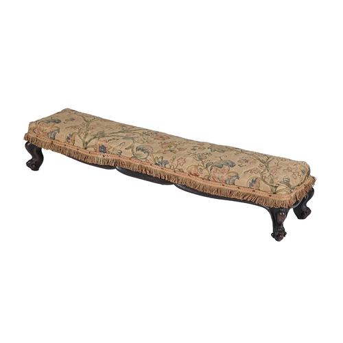 1018 - A Victorian rosewood footstool, on moulded feet, 19cm h; 23 x 103cm