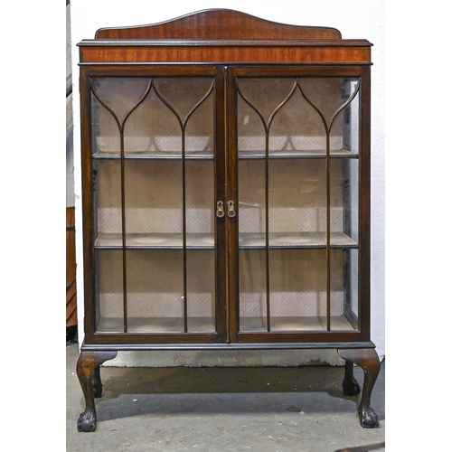 1048 - An Edwardian style mahogany china cabinet, on claw and ball feet, 137cm h; 90 x 33cm... 