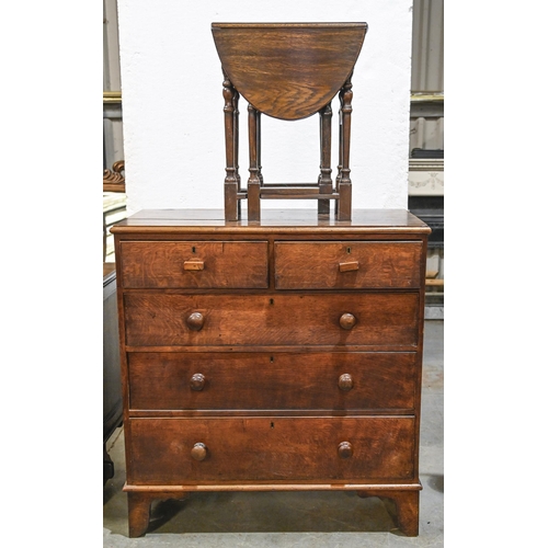 1052 - An oak chest of drawers, c1930, 108cm h; 100 x 49cm and a contemporary gateleg table, 62cm h... 