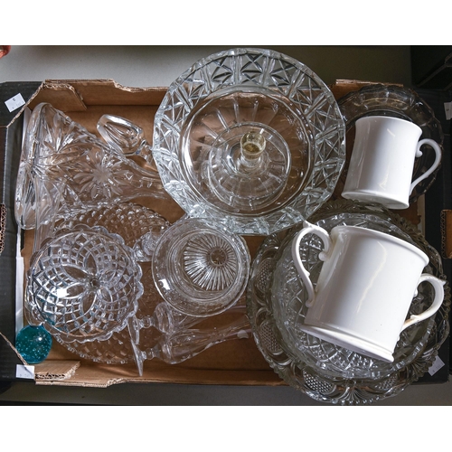 1098 - Miscellaneous cut and other glassware, including baskets, tazza, decanter, etc