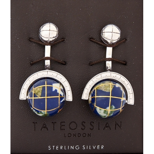 273 - A pair of Tateossian silver and lapis lazuli globe cufflinks, 6mm, boxed, 16g