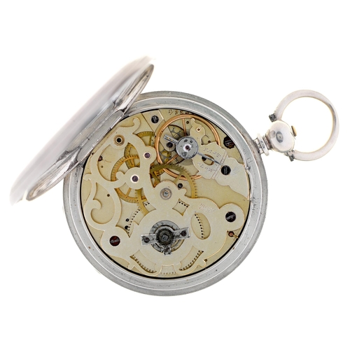 287 - A Swiss silver hunting cased lever watch, Piquerez Geneva, c1900, engine turned, 51mm diam... 