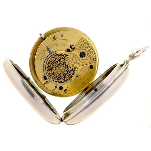 290 - An English silver hunting cased verge watch, William Evans Shrewsbury, No 2534, 54mm diam, Birmingha... 