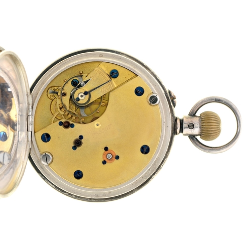 291 - A silver keyless lever watch, with three quarter plate movement, silver cuvette, 51mm diam, Birmingh... 