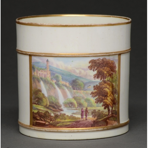 473 - A Derby porter mug, c. 1810, painted in the manner of Daniel Lucas with an Italianate landscape... 