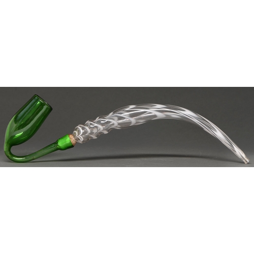 546 - A Victorian ornamental 'Nailsea' glass pipe, 51cm l