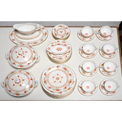 550 - A Royal Worcester Chamberlain pattern dinner service, 20th c, eight-setting, comprising soup cups an... 