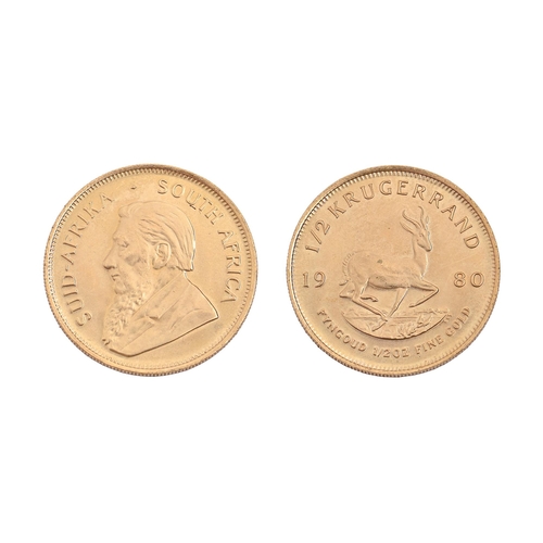 64 - Gold coin. South Africa Half Krugerrand 1980