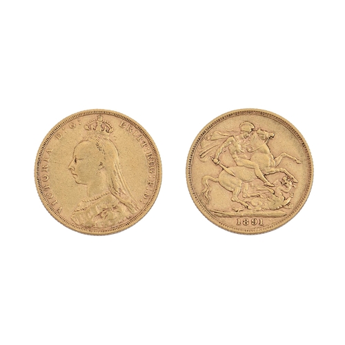 65 - Gold coin. Sovereign 1891