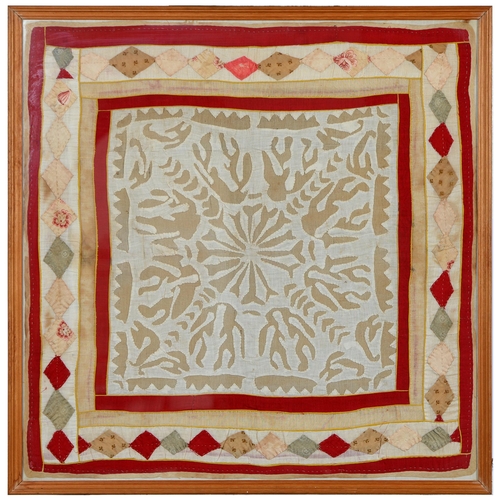 793 - Folk Art. A cotton patchwork panel, 19th c, 72.5 x 72.5cm