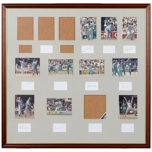 797 - Sporting memorabilia. Framed sets of photographs and signatures from the world of cricket, athletics... 