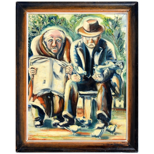 832 - Jacques Amerika (Australian, Fl. 1960s) - Mates, signed, signed again, dated 3-'62, inscribed with t... 