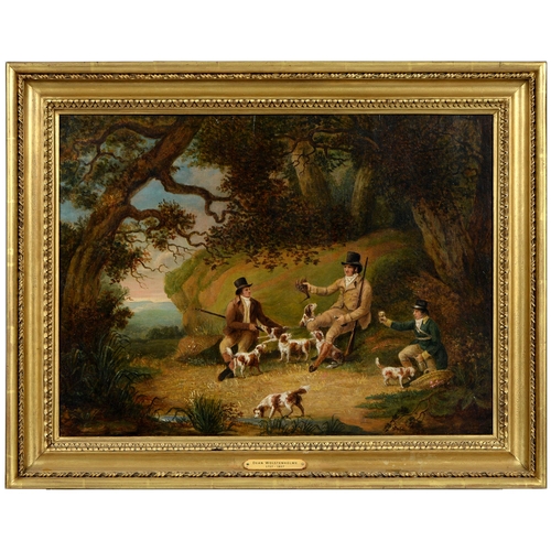 833 - Attributed to Dean Westenholme (1757-1837) - Three Sportsmen and their Spaniels at the edge of a Woo... 