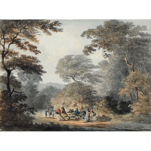 846 - William Payne (1760-1830) - Travellers on a Country Lane, watercolour, 20.5 x 26.5cm  Prov... 