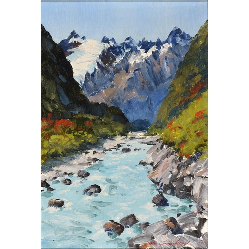 847 - Aston Wyatt Greathead (1921-2012) - Fox Glacier New Zealand, signed and dated '67, oil on board, 39.... 