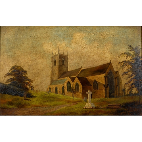 852 - English School, 19th c - St Mary's Church, Ilkeston, Derbyshire, oil on millboard, 28 x 46.5cm, Cath... 