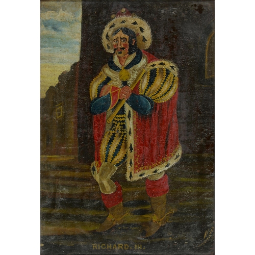 861 - English Naive Artist - King Richard III, oil on canvas,  x 22.5cm