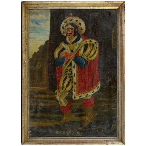 861 - English Naive Artist - King Richard III, oil on canvas,  x 22.5cm