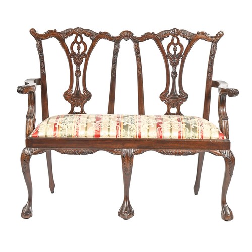 908 - A Victorian mahogany scroll back nursing chair and another, on carved oak feet, later shepherd casto... 