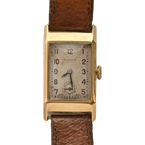 106 - A Rolex 9ct gold rectangular gentleman's  wristwatch, 20 x 31mm, Glasgow 1936