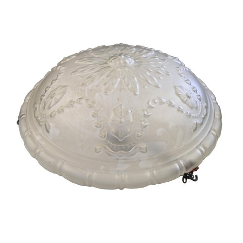 1093 - A frosted glass ceiling lightshade, c1930, 40cm diam