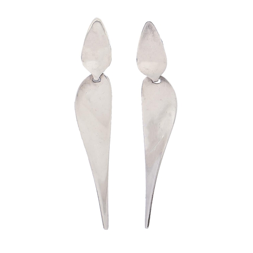 127 - Georg Jensen. A pair of Danish silver earrings, 128A, designed by Nanna and Jorgen Ditzel, clip fitt... 