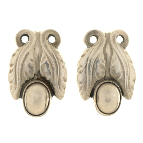 149 - Georg Jensen. A pair of silver blossom earrings, 108, screw fittings, 23mm, maker's marks, 8g... 