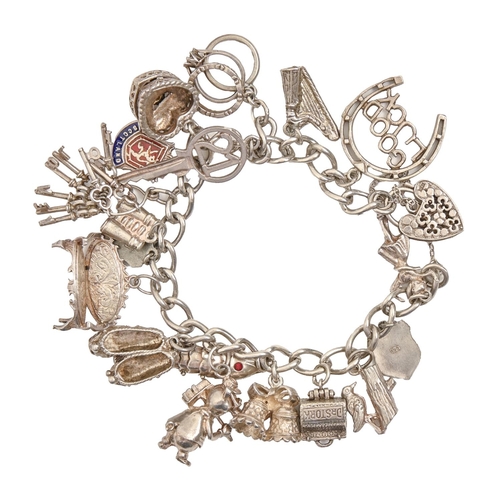 164 - A silver charm bracelet, 18cm l, 65g