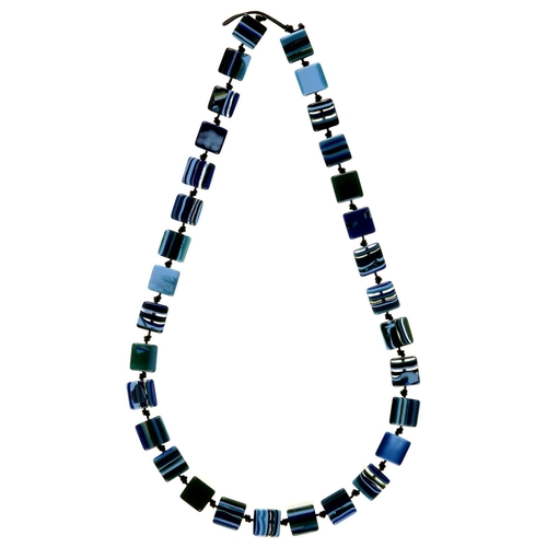 172 - Costume jewellery. A Sobral plastic resin 'liquorice cube' necklace, 64cm l