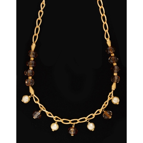 177 - Costume jewellery. A Christian Dior, glass and faux pearl necklace, 86cm l