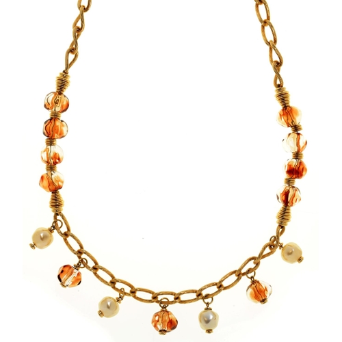 177 - Costume jewellery. A Christian Dior, glass and faux pearl necklace, 86cm l