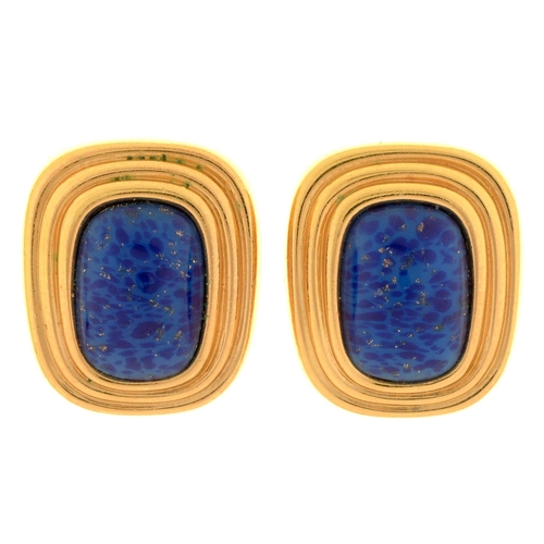 178 - Costume jewellery. A pair of Christian Dior faux lapis lazuli ear clips, 22mm