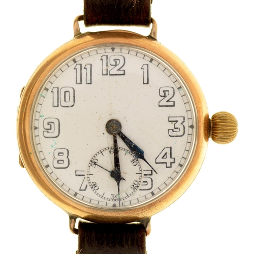 188 - A 9ct gold wristlet watch, 32mm diam, Birmingham 1918