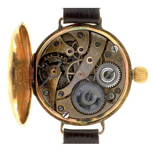 188 - A 9ct gold wristlet watch, 32mm diam, Birmingham 1918