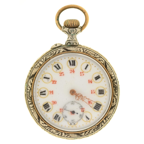 193 - A Continental Art Nouveau keyless cylinder watch, c1910, 45mm diam