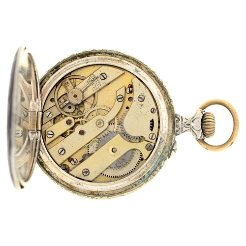 193 - A Continental Art Nouveau keyless cylinder watch, c1910, 45mm diam