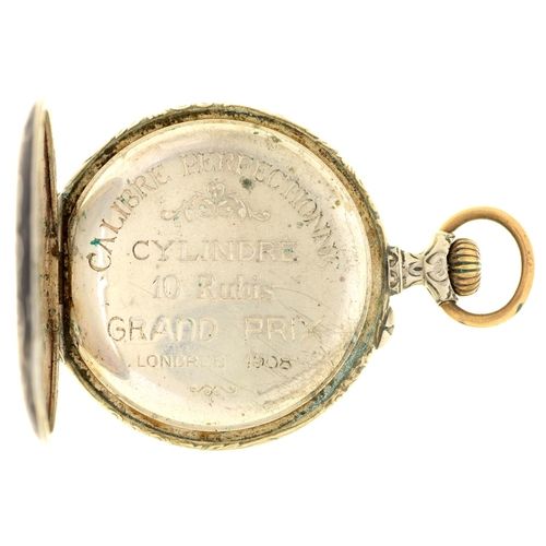 193 - A Continental Art Nouveau keyless cylinder watch, c1910, 45mm diam