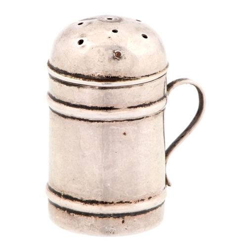 220 - A Victorian silver toy kitchen pepper, 29mm h, by Saunders & Shepherd, Chester 1894, 3dwts... 