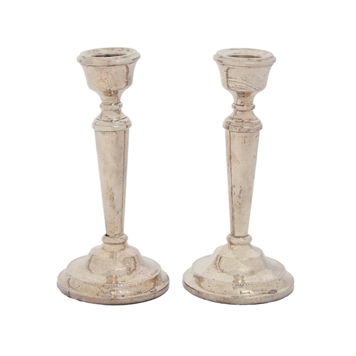 274 - A pair of Elizabeth II silver candlesticks, 15.5cm h, by S J Rose & Son, Birmingham 1969, loaded... 