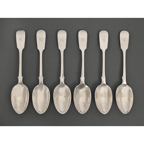 287 - A set of six Victorian silver dessert spoons,  Fiddle pattern, by Henry John Lias and James Wak... 