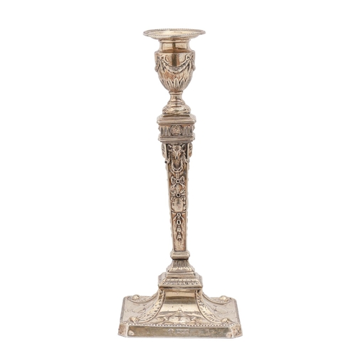 321 - A Victorian Neo Classical style silver candlestick, nozzle, 30.5cm h, by William Hutton & Sons L... 