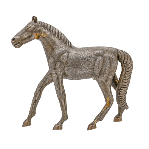 323 - An Indian silver sculpture of a stallion, late 19th c or later, 31cm h, 51ozs 17dwts... 