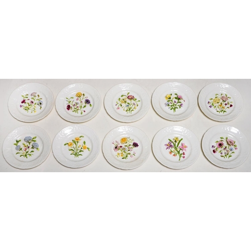 546 - A set of ten Coalport floral encrusted plates, 20cm diam