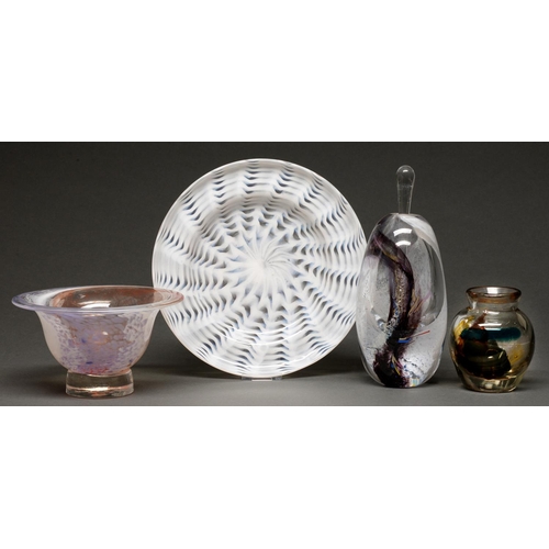 574 - Studio glass. A Firefly glass footed bowl by Dan Aston, signed and dated 01, 17cm diam, another piec... 